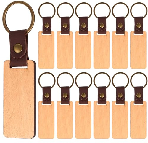 13 Stk. Schlüsselanhänger Holz‑Rohlinge, rechteckig, Buche, zum Gravieren | Rechteckige Blanko‑Anhänger aus – glatt geschliffen; ideal zum Bemalen/Lasergravur, DIY‑Deko & personalisierte Geschenke.
