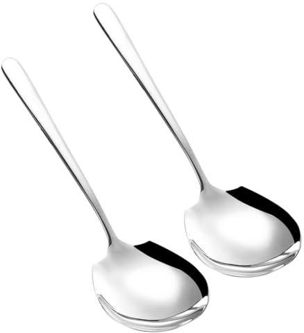 EPIGEIST 2 pezzi Cucchiai da Portata Grandi in Acciaio Inossidabile con Ergonomico Cucchiaione Buffet Resistente e Antideformazione per Ristoranti Hotel e Feste