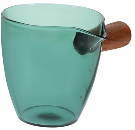 Toyvian Petit Pichet Verre avec Poignée Bois Crémier Doseur pour Café Espresso Lait et Crème Verseuse Mini pour Bar et Usage Domestique