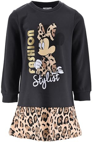 Disney Minnie Mouse Vestido Niña, Sueter Sudadera Vestido Diseño Leopardo, Regalo para Niñas, Talla 8 Años