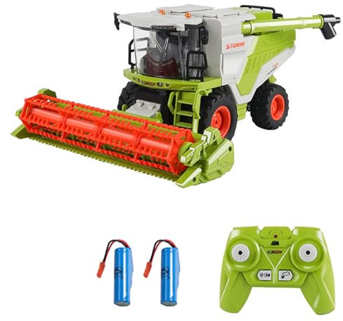 ERYUE Cosechadora Interactiva con Control Remoto, Juguete, Equipo Agrícola Educativo para Niños, TPE Verde, Escala 1:24, 3 Baterías Recargables (A #-2)