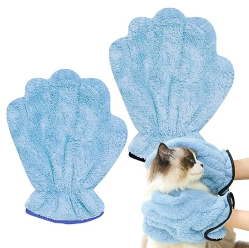 Lanmijia Asciugamano Asciugante per Cani,Guanto in Pile Corallo Morbido Ad Asciugatura Rapida - Asciugamano da Doccia Cani - per Casa Viaggio Toelettatura Bagno Conigli Gattini Cuccioli