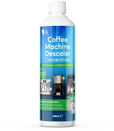 Coffee Machine Descaler Concentrate 500ml, Lactic Acid Based Descaling Liquid for Espresso and Pod Machines, Biodegradable Formula Removes Limescale and Calcium Build Up Hard Water Use