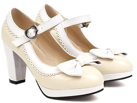 Dirndl - Scarpe da donna per costume tradizionale bavarese, con tacco, scarpe da sposa, vintage, con cinturino, tacco alto, per Oktoberfest