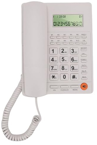 Annadue Corded Landline Telephone for Elderly, Caller ID Large Buttons Vintage Corded Desk Telephone with Speaker Clear Display for School Home Office Hotel (White)