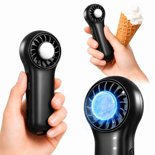 Winwj Handheld Fan with Active Ice Cooler, Portable Fan 20000 RPM High Speed, Hand Held Fans 20.5H Long Runtime, 4 Speeds USB Fan Rechargeable Mini Fan for Travel, Outdoor, Home & Office - Black