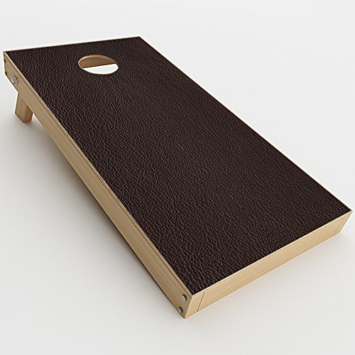 Skin Decal Vinyl Wrap for Cornhole Game Board Bag Toss (2xpcs.) Skins Stickers Cover/Brown Leather Design Pattern