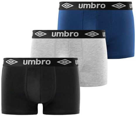 Umbro Calzoncillos Hombre Boxer 100% Algodón, Pack de 3, Azul NGM (M)