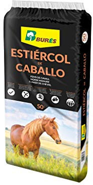 Estiércol de Caballo, Abono Huerto y Jardín, Origen Animal, Acondicionador de Sustrato, Apto Cultivo Ecológico - 50 L