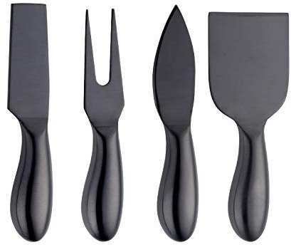 Meisha 4 Stück Käsemesser Set, Premium Edelstahl Käse Slicer Käseschneider Perfekt für Partys Hochzeit Weihnachten Geburtstag - Schwarz