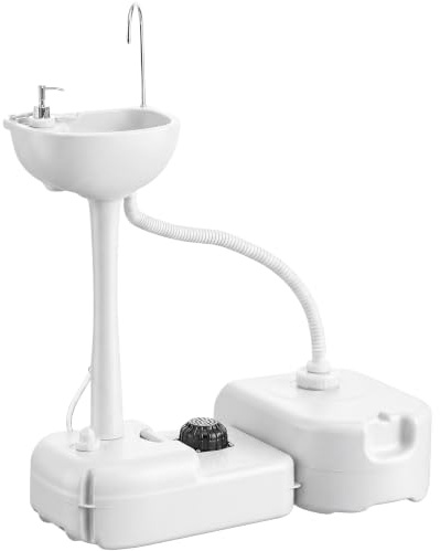 Outsunny Lavabo Portatile da Campeggio, Lavello, Serbatoio Acqua 17L | 2 Ruote, Cisterna di Scarico 24L, Serbatoio Sapone 2.5L