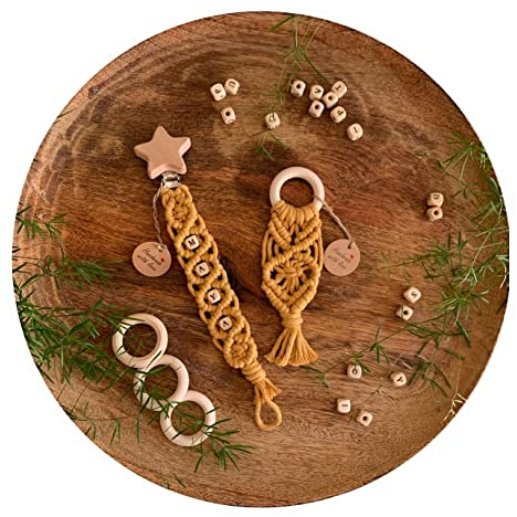 Schnullerkette und Greifring Set personalisiert Schnullerband mit Namen Geschenk Geburt Junge Mädchen