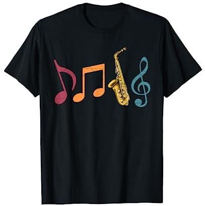 Notes De Musique Retro Clé De Sol Saxophoniste Saxophone T-Shirt