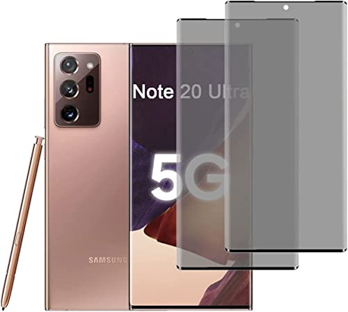 2 Pièces Verre Trempé Anti Espion avec Samsung Galaxy Note 20 Ultra - Anti Spy Film de Protection Dureté 9H, Privacy Film Protection Écran, [Anti-Rayures] 3D Vitre Protecteur Filtre Confidentialité