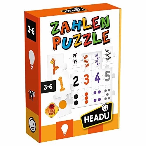 „Zahlenpuzzle – Zahlen und Mengen in der richtigen Reihenfolge erkennen!“: Lernspiel für Kinder im Alter von 3 bis 6 Jahren, deutsche Version (DE52521), Orange | Ziffern erkennen, Mengen vergleichen, Zahlenfolgen bilden. Mit Pädagogen entwickelt, für Kita und Zuhause DE52521