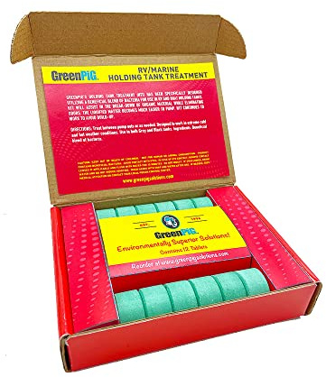 Green Pig Motorhome Accessories Must Have - Commercial Strength RV and Marine Holding Tank Treatment, Breaks Down Waste, 12 Dissolvable Tablets (65C)