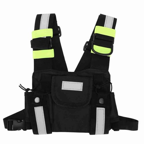 Universal Radio Chest Bag Walkie Talkie Back Chest Bag Hands Radio Front Pack Pouch Hiphop Bag Chest Rig Two Way Radio Walkie Talkie Weste mit Grünen Streifen