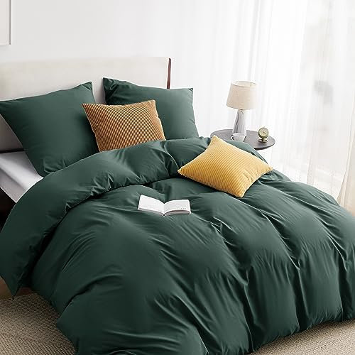 BEDSURE Bettwäsche 135x200 2teilig Waldgrün - 1 Bettbezug 135x200 cm + 1 Kissenbezug 80X80 cm, ÖKO-TEX Bettwäsche-Sets Grün Polyester Mikrofaser mit Reißverschluss