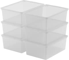 Keter Juego de 6 Cajas organizadoras de plástico con tapa C Box S, transparentes, ideales para ropa, zapatos y almacenamiento, aptas para armarios y garajes, 11 L, 37 x 26 x 14 cm