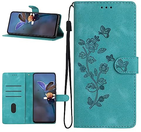 Tivenfezk Nadoli Lederhülle für Samsung Galaxy A53 5G,Schmetterling Blume PU Handyhülle Brieftasche Book Type Geprägt Tasche mit Magnetverschluss Kartenfächer Ständer Cover