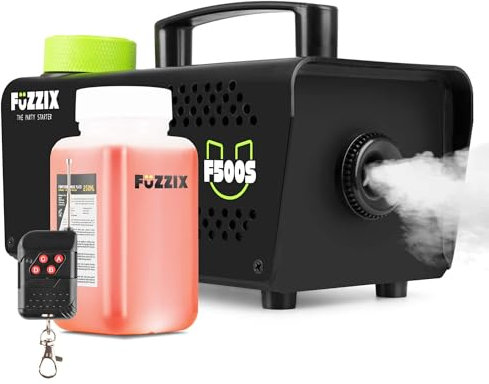 Fuzzix F500S Machine à Fumée 500 Watts avec 250 mL de Liquide - Facile à Transporter, Puissante et Compacte, Niveau de Réservoir, Idéal pour les Anniversaires, Soirées Halloween
