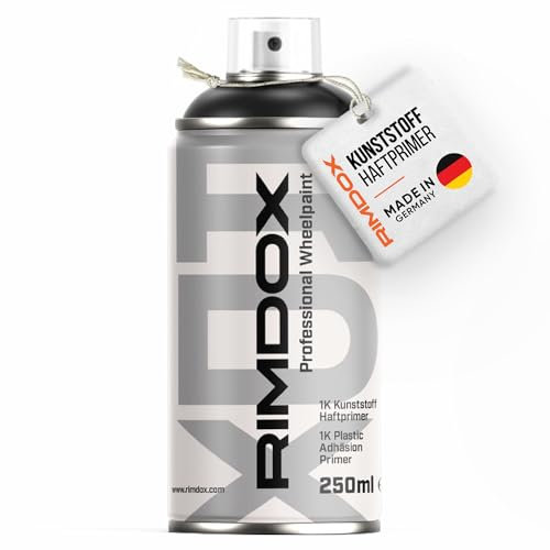 RIMDOX 1K Kunststoff Haftprimer | Haftvermittler auf Kunststoffen | Teil- & Komplettlackierung für Radkappen, Kfz-, Motorrad- und sonstigen Kunststoffteilen | 1x 250 ml Spraydose