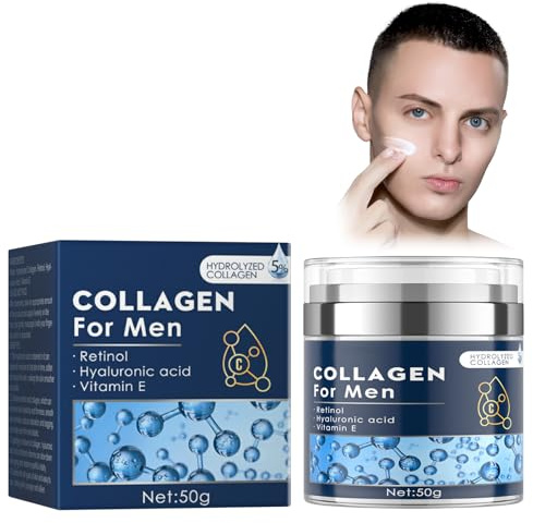 Soin Hydratant Visage Anti-Âge & Anti-Rides pour Homme, Crème Hydratante Homme, Men's Face Cream, Crème Visage pour Homme Enrichie en Acide Hyaluronique, pour Toutes les Peaux, Texture Légère