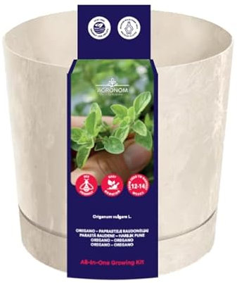 AGRONOM | Kit Jardinería - hierba orégano | Set de cultivo de hierbas con maceta, tierra de coco y paquetes de semillas | Huerto Urbano & Terraza | Kit Jardinería | Regalos Originales