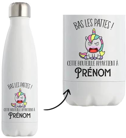Bouteille Gourde Isotherme Prénom personnalisable bas les pattes | idée cadeau personnalisé drôle et original