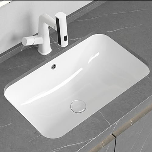 HPTHLY Bathroom Vessel Sink Undercounter Wash Basin Easy To Install Scratch To Resistant Sink Simple Washbasin For Apartment Home Hotel Restaurant RV Kitchen Powder Rooms