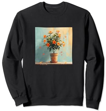 Oleander Plant In Pot Cottagecore Hearts Graphic Sweatshirt