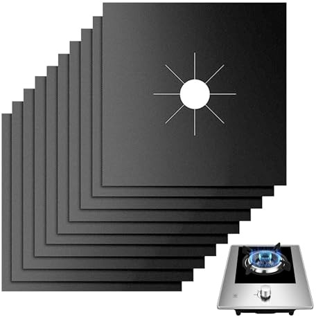 Gas Stove Hob Protectors 10Pcs, Gas Stove Burner Covers, 27 × 27cm | Non-Stick Stove Cover Reusable Gas Hob Range Protectors for Gas Cookers