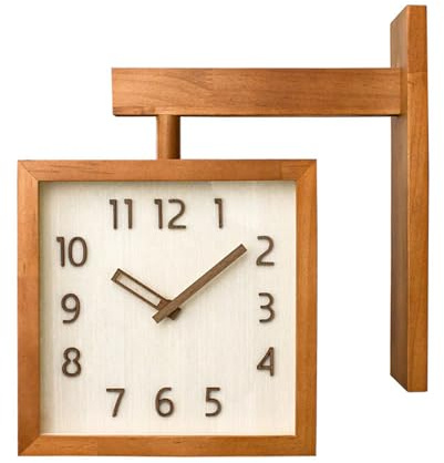 NOENNULL Geräuschlose Wanduhr, quadratisch, doppelseitig, dekorative Holzeckuhr, vintage-Look, für Wohn-, Schlaf- und Küchenraum
