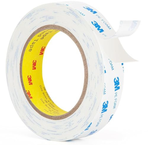 Cinta Doble Cara Extrafuerte, Cinta Adhesiva Doble Cara Impermeable Blanco,1600T Cinta de Doble Cara,Cinta De Espuma PE,Para Objetos Pesados, Espuma de PE, Fijación de Objetos, Imágenes,19 mm x 3 m