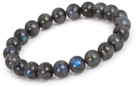 Unique Gems Bracelet pour homme avec perles de labradorite naturelle de 8 mm et élastique fait main en Allemagne cadeau pour homme