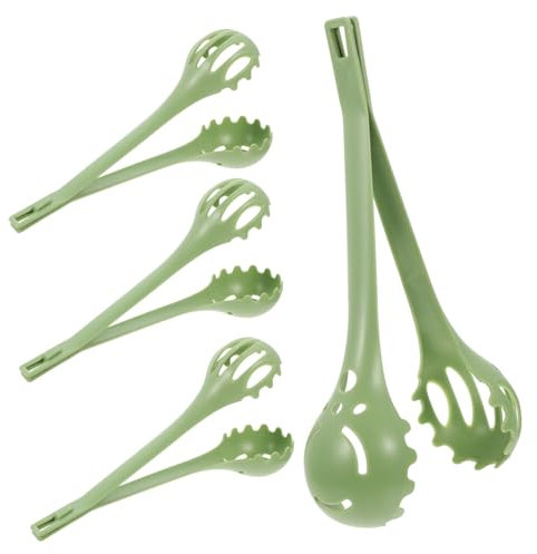 Amosfun 4pcs Multifunctional Egg Whisk Long Handled Whisk for Cooking Noodles Salad Tongs Bread Tong Household Kitchen Use