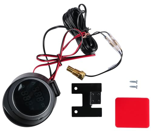 Sarini Medidor de Temperatura de Agua Digital Redondo, voltímetro, medidor de Temperatura de refrigerante de Agua, Kit de CC de 9 V a 36 V con luz Azul para automóvil, Motocicleta, ATV