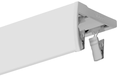Voppi Gardinenstange Doppeldecke Schiene mit Abdeckblende aus Aluminium 520cm pulverbeschichtet weiß elegant modern mit Rollen im Set für jeden Raum