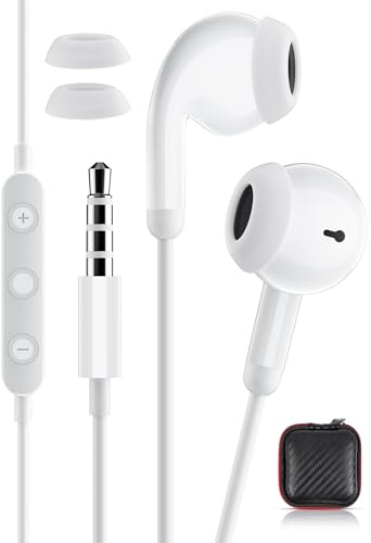 iMangoo Hörlurar med kabel i örat 3,5 mm jackkontakt HiFi stereo | Hörlurar i örat för Samsung A15 A25 A05s A14 A13, lätta öronsnäckor headset för Kindle Fire Moto g24 g84 Redmi 13 15c