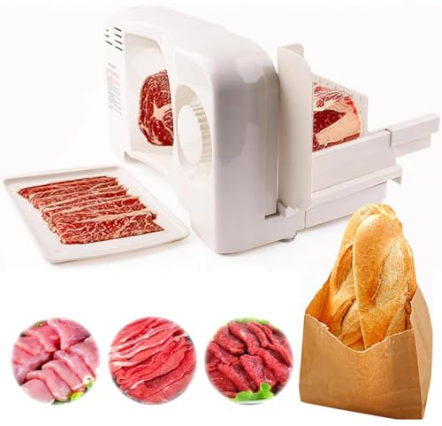 Juego de cortador de alimentos para cocina, máquina cortadora de carne eléctrica de 200W para uso doméstico con cuchilla serrada de acero inoxidable de 17cm, espesor ajustable de 0-15mm, para pan