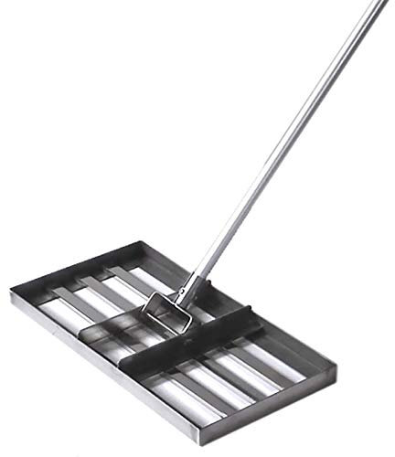 Aikimfuly Râteau de nivellement de pelouse, niveau d'herbe de golf, équipé d'une poignée de 109,2 cm, équipement de niveau poussoir de pelouse de grande capacité en acier inoxydable robuste