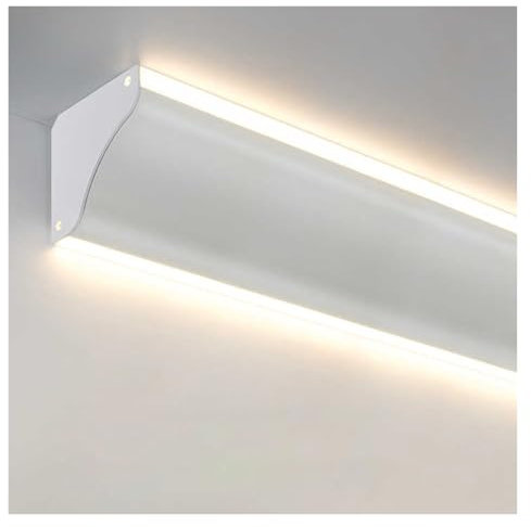 CHZDPP Gouttière LED Canal de lumière LED monté en Surface, Étagère de plinthe d'éclairage de canaux en Aluminium Facile à Installer, Canal de plinthe de Plafond pour escalier d'armoire(5m/16.4ft)