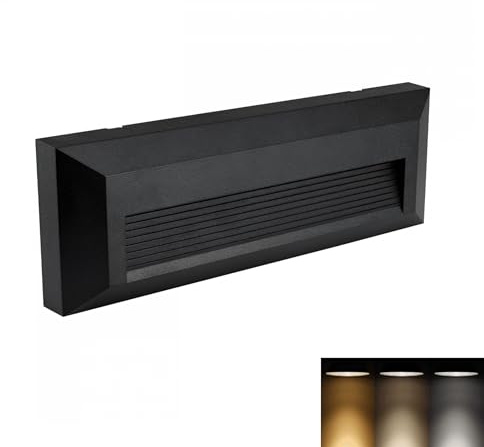 Dopa Dopastore Lampada da Parete Segnapasso da Incasso LED 6W Design Rettangolare con Linee Interne Tecnologia CCT Integrata per Esterni IP65 (Nero)