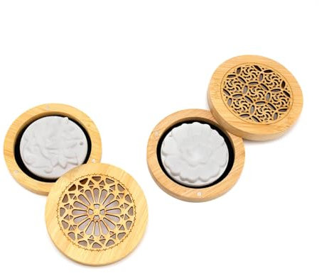 HSUYUN 2 Stück Duftstein Air Diffuser, Klein Hölzerner Diffuser, mit 2 Aromasteinen, Ornament Duftstein Air Diffusers, für Wohnzimmer, Bad, Schlafzimmer