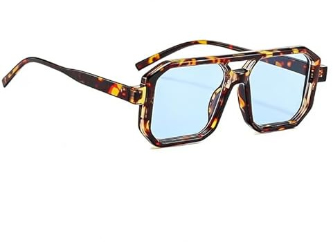 Dryxog Occhiali da Sole Uomo, Classico Retrò Anni 70 Occhiali da Sole Donna, Retrò Pilota Vintage Quadrato Doppio Ponte Guida Pilota Sunglasses per Donna Uomo UV400 Protezione