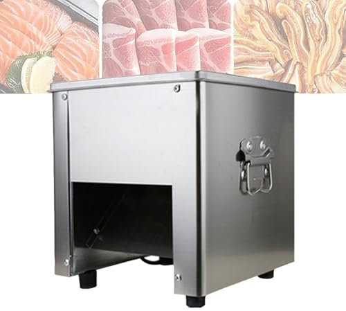 Affettatrice elettrica multifunzione in acciaio inox, alta capacità 150 kg/h, lama regolabile per uso professionale in ristoranti e macellerie