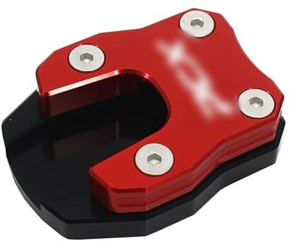 CKryzillix Seitenständer Motorrad,Motorrad Ständer Schuh Motorrad-CNC-Kickstand-Fuß-Standseitig-Stütz-Verlängerung Vergrößerungskissen(Red)