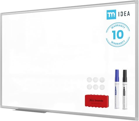 ALLboards Tableau blanc magnétique 150x100 cm avec cadre en Whiteboard aluminium + accessoires – Série TM IDEA® Flex