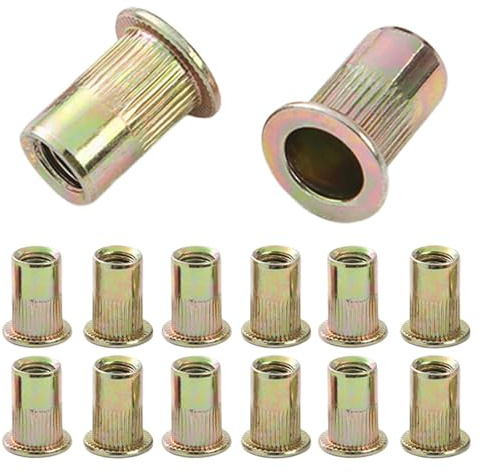 QANCEN 20 Piezas Tuercas Remachables M12, Remaches Rosacados con Cabeza Plana Galvanizadas de Acero al Carbono Tuercas para Madera