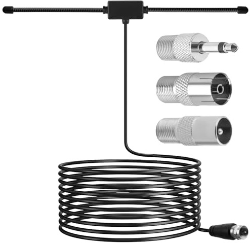 DAB UKW Radio Antenne FM Dipolantenne mit 3m Verlängerungskabel für Tragbaren Radio-Tuner Stereo-Empfänger AV-Empfänger,FM dab Radio Antenne 75 Ohm Dipol Antenne UKW Innenantenne DAB+ Radioempfang